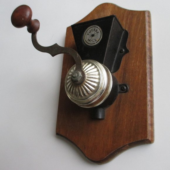 Farmhouse Crank Coffee Grinder Decor Rustic Wood - Picture 2 of 8